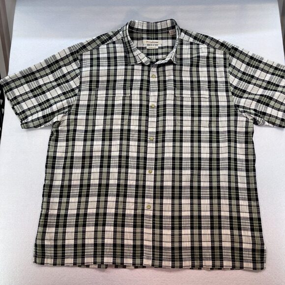 Tommy Bahama Other - Tommy Bahama short sleeve button up silk green black plaid mens 3XL shirt